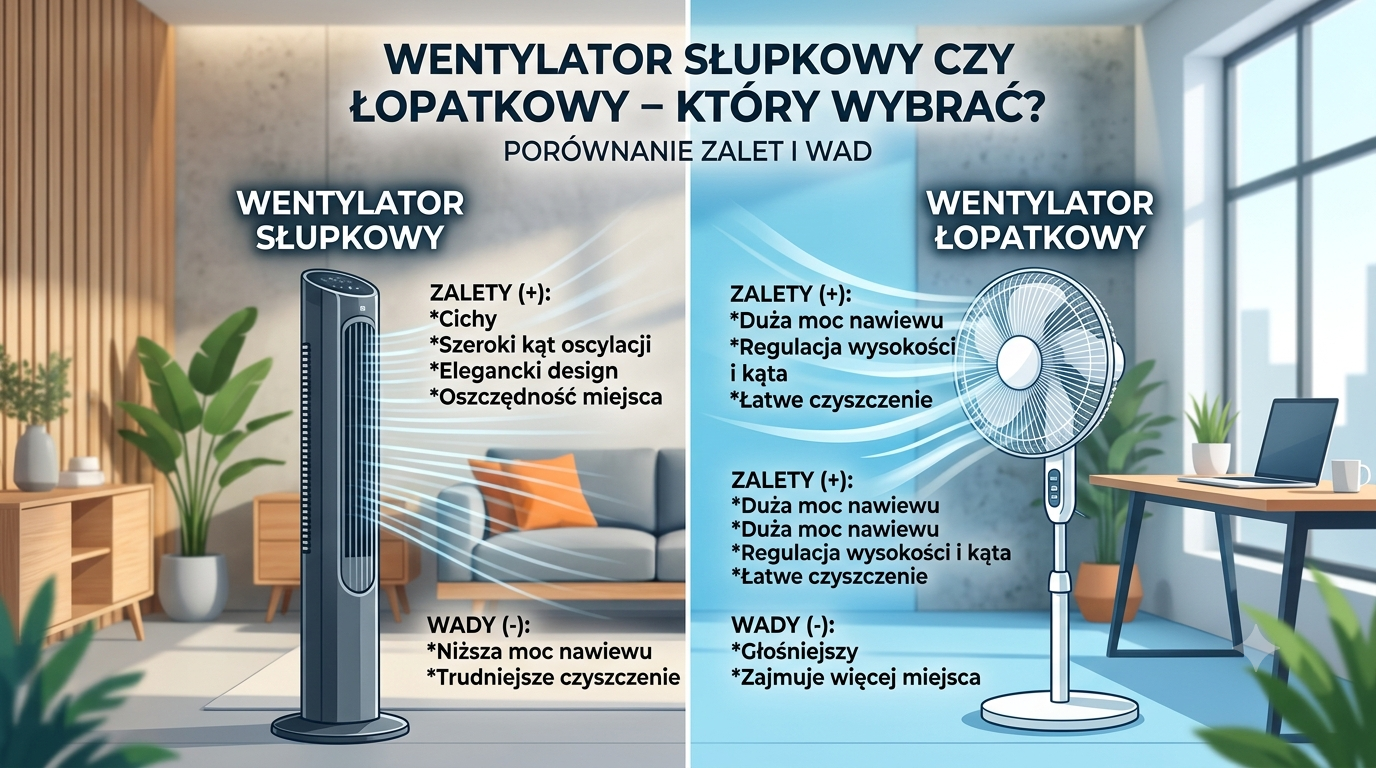 Wentylator słupkowy czy łopatkowy – który wybrać? Porównanie zalet i wad
