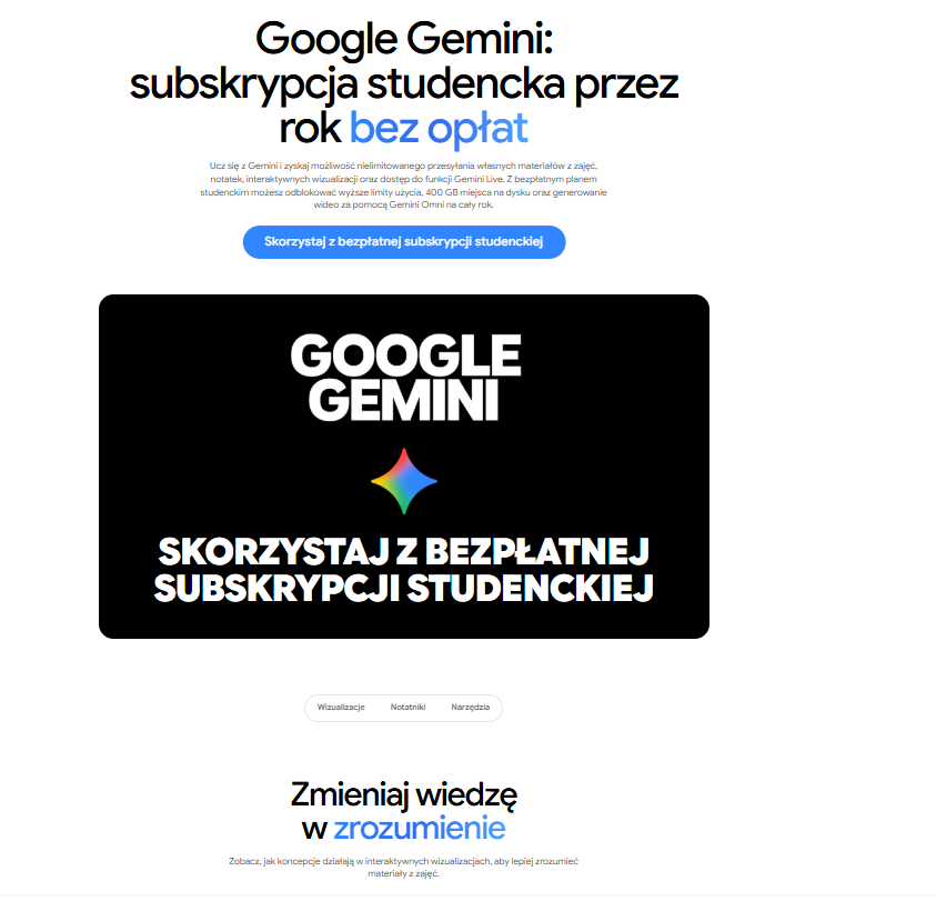 Google Gemini Pro dla studentów za darmo na rok - zasady promocji i aktywacja konta